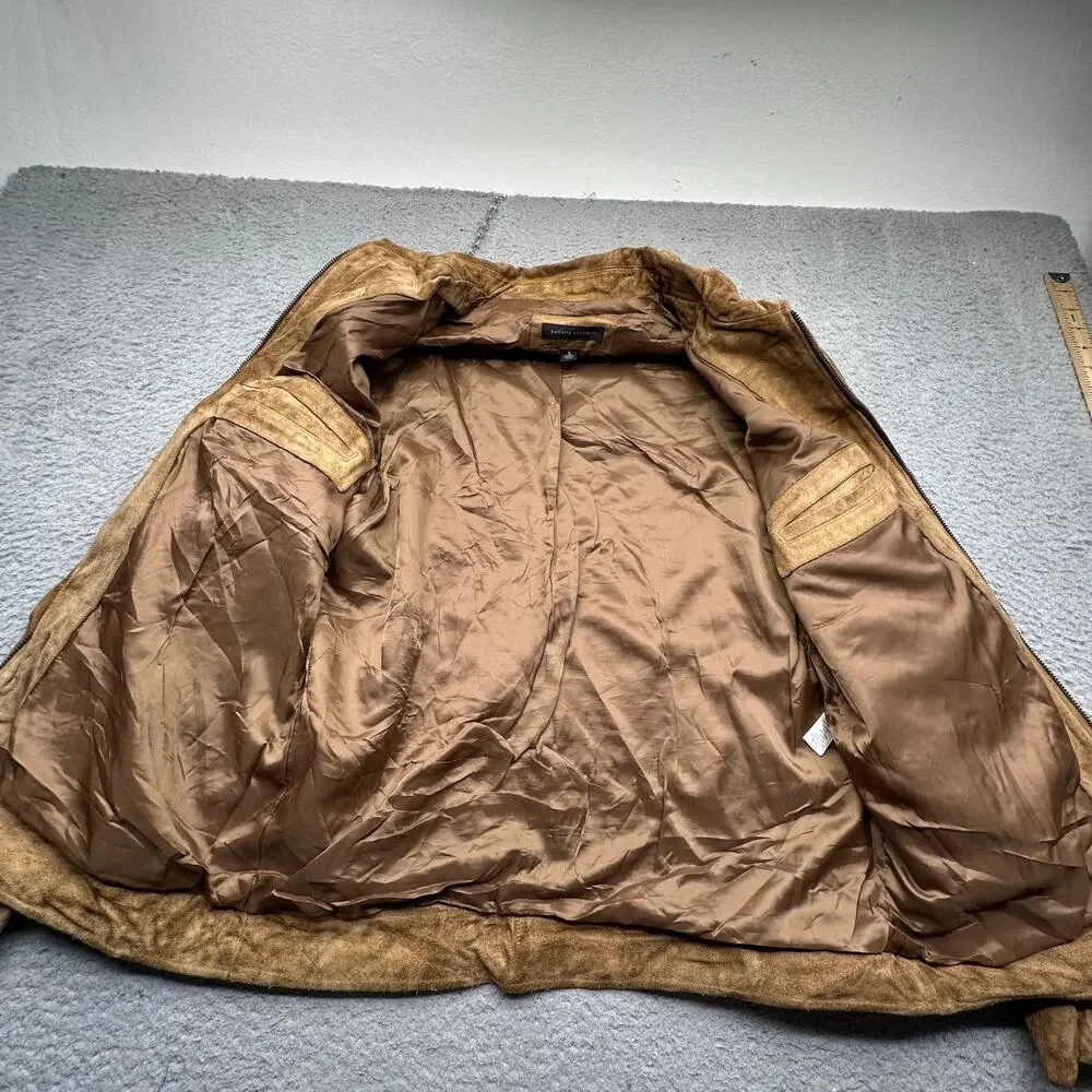 Vintage 2003 Banana Republic Suede Leather Zip Bomber Jacket Mens Small Brown